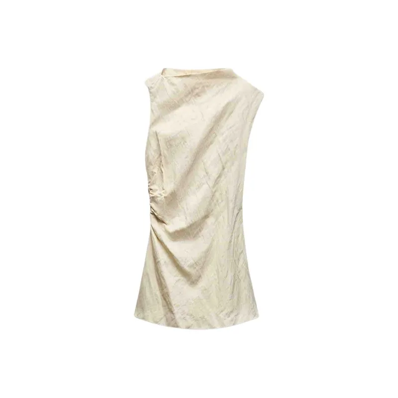 ZARA ZW Series Sleeveless Dress Women's Raw White-0