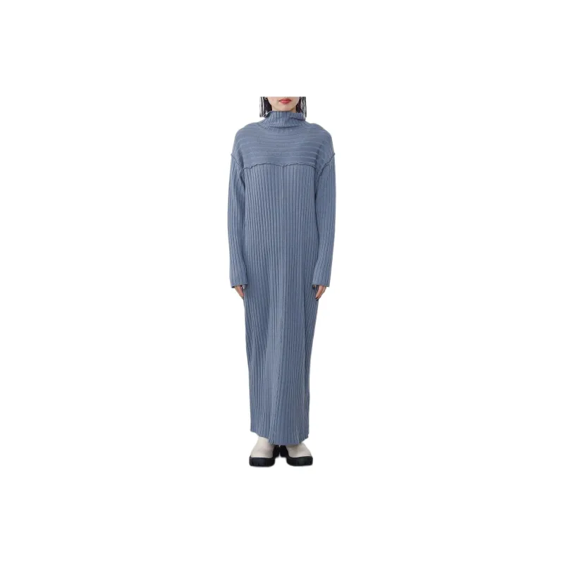 Beams Long Sleeved Dresses Women's Gray Blue-0