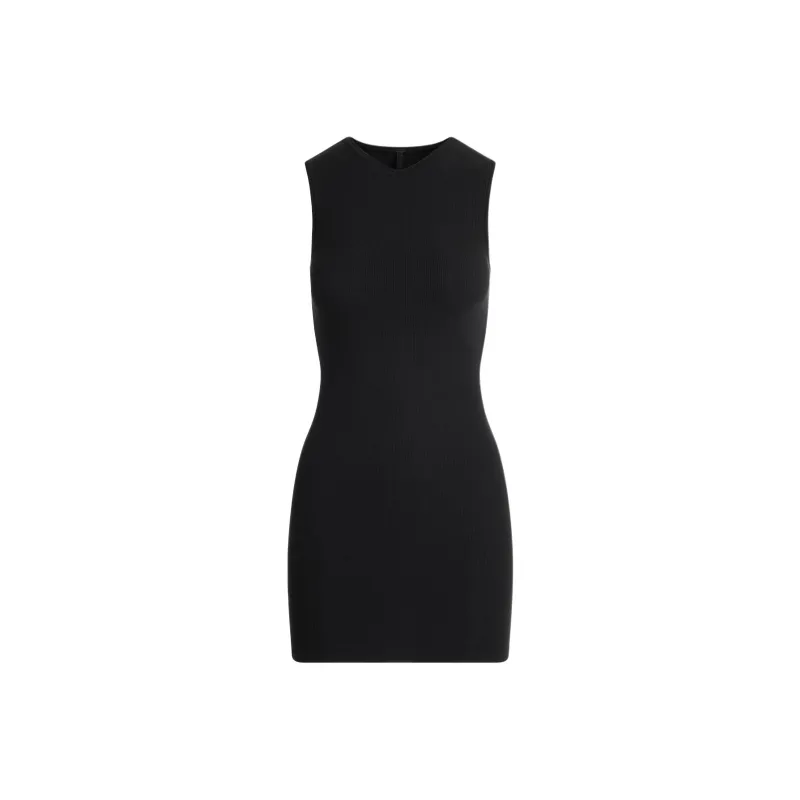 SKIMS SS25 SOFT LOUNGE V NECK TANK MINI DRESS Sleeveless Dress Women's ONYX/Onyx-0