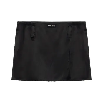 MIU MIU Satin Miniskirt Casual Short Skirts Women's Black