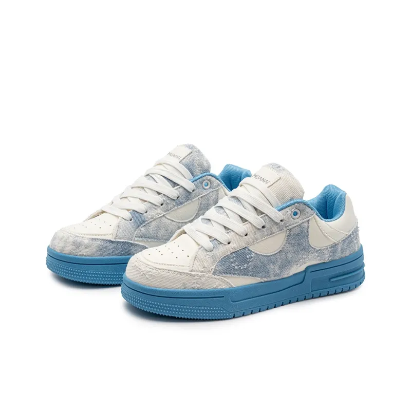 HUANAI Skateboard Shoes Unisex Low Top Lake Blue/Beige Black/Electric Glow Yellow-3
