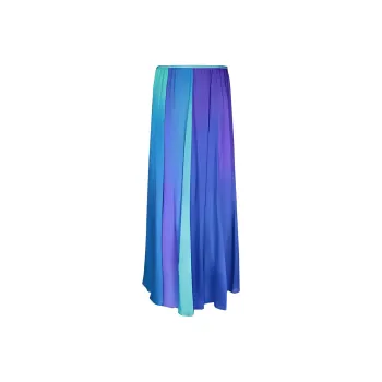 Forte Forte Colour block Pleated Silk Maxi Skirt