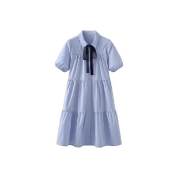 Mu Qingqing Short Sleeved Dresses Women's Blue