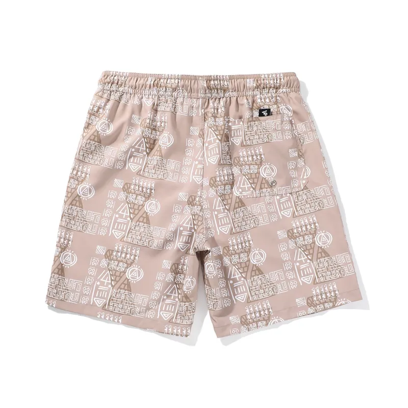 GAILANG Beach Shorts Men's Beige Print-1