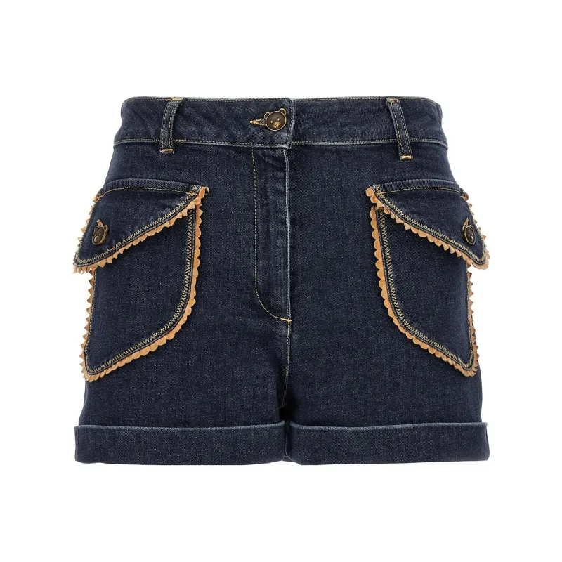 MOSCHINO High Waist Denim Shorts-0