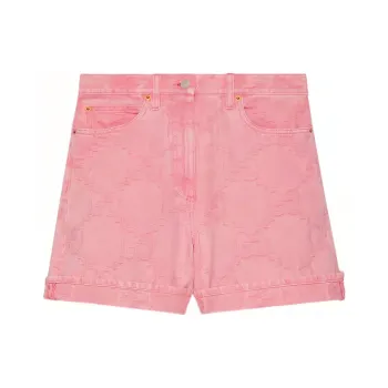 GUCCI Monogram pattern Denim Shorts