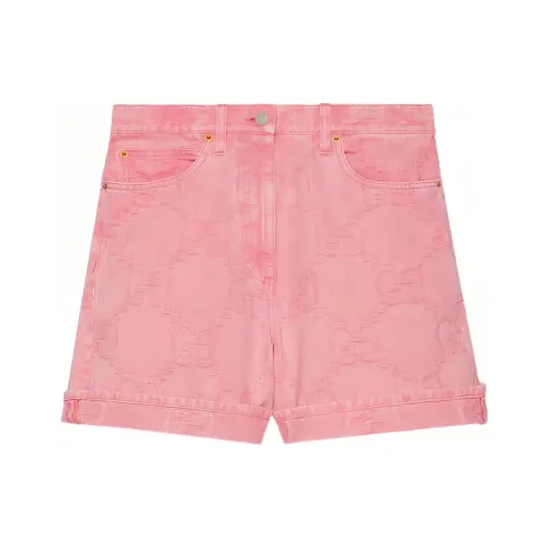 GUCCI Monogram pattern Denim Shorts