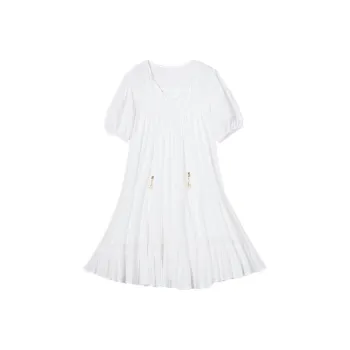 The Plums Are Cooked Long Sleeved Dresses Women's Cream White
