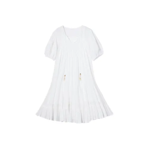 The Plums Are Cooked Long Sleeved Dresses Women's Cream White