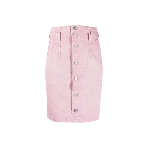 ISABEL MARANT ETOILE Logo Printed Crewneck T Shirt High waisted Denim Skirt