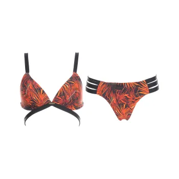 Selmark Women's Spanish Celebrity Collaborative Design Tropical Print Two Piece Bikini Red