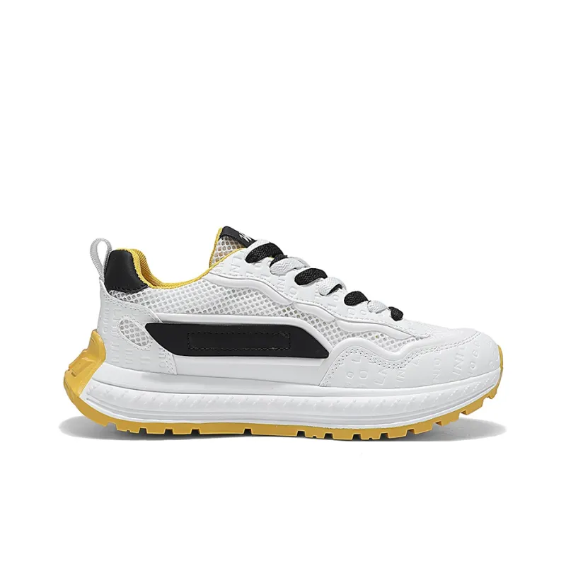Binary Abrasion Resistant Breathable Height Increasing Low Top Chunky Sneakers Men's White Yellow-1