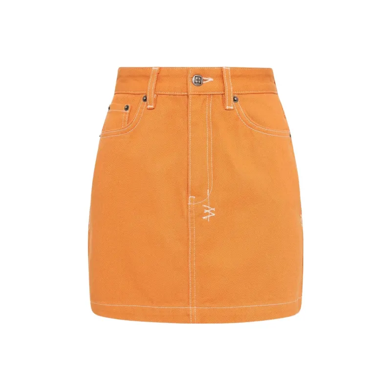 Ksubi Denim Short Skirts Women's Citrus Orange-0