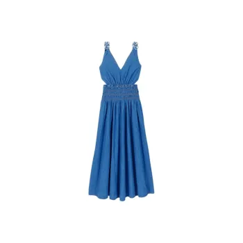 Maje Cut out Denim Maxi Dress