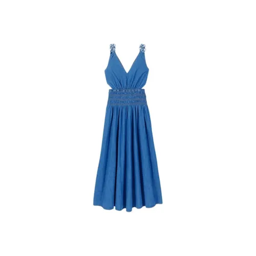 Maje Cut out Denim Maxi Dress