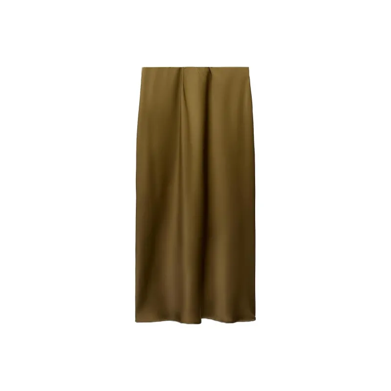 ZARA Casual Long Skirts Women's Dark Olive Green-0