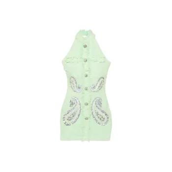 BALMAIN Sleeveless Dress Women's Light Green