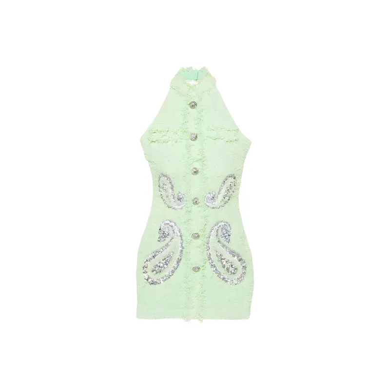 BALMAIN Sleeveless Dress Women's Light Green-0