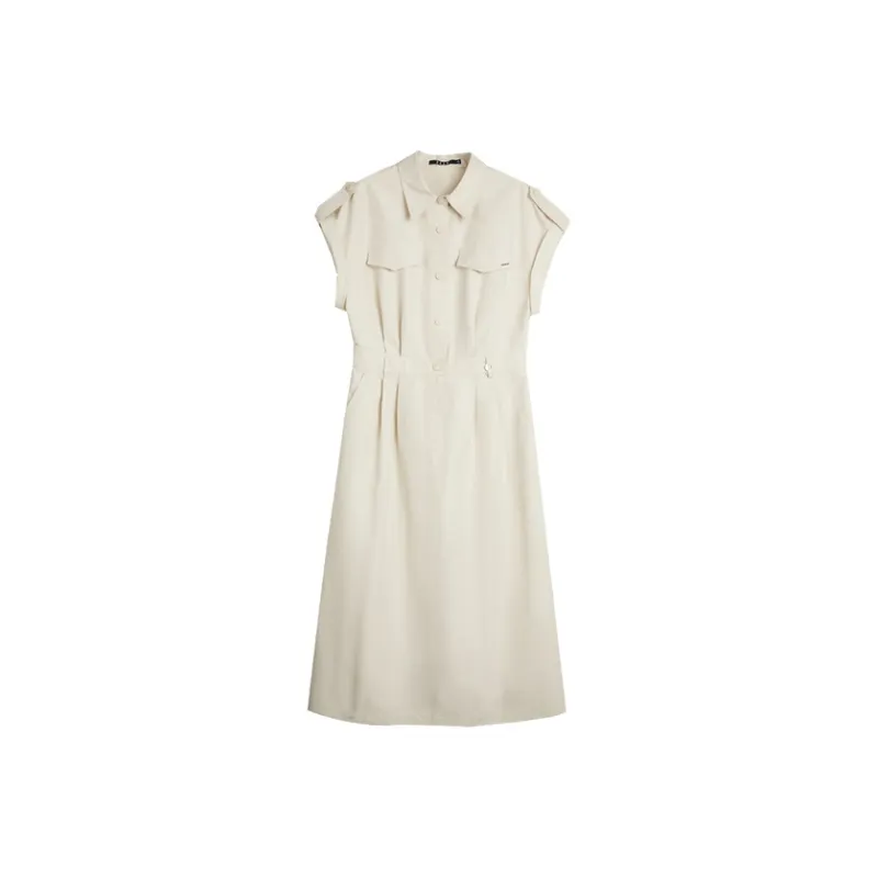 ELLE Long Sleeved Dress Women's Light Khaki-0