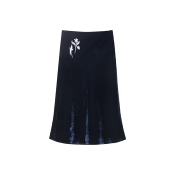 OVV Casual Short Skirts Women's Navy Blue Solid Color B1