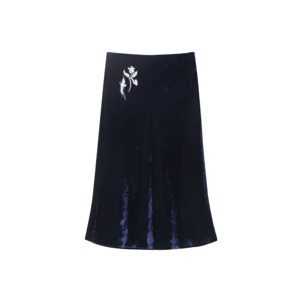 OVV Casual Short Skirts Women's Navy Blue Solid Color B1-0