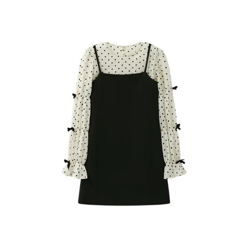 Incolore Long Sleeved Dress Women's Black Set-0