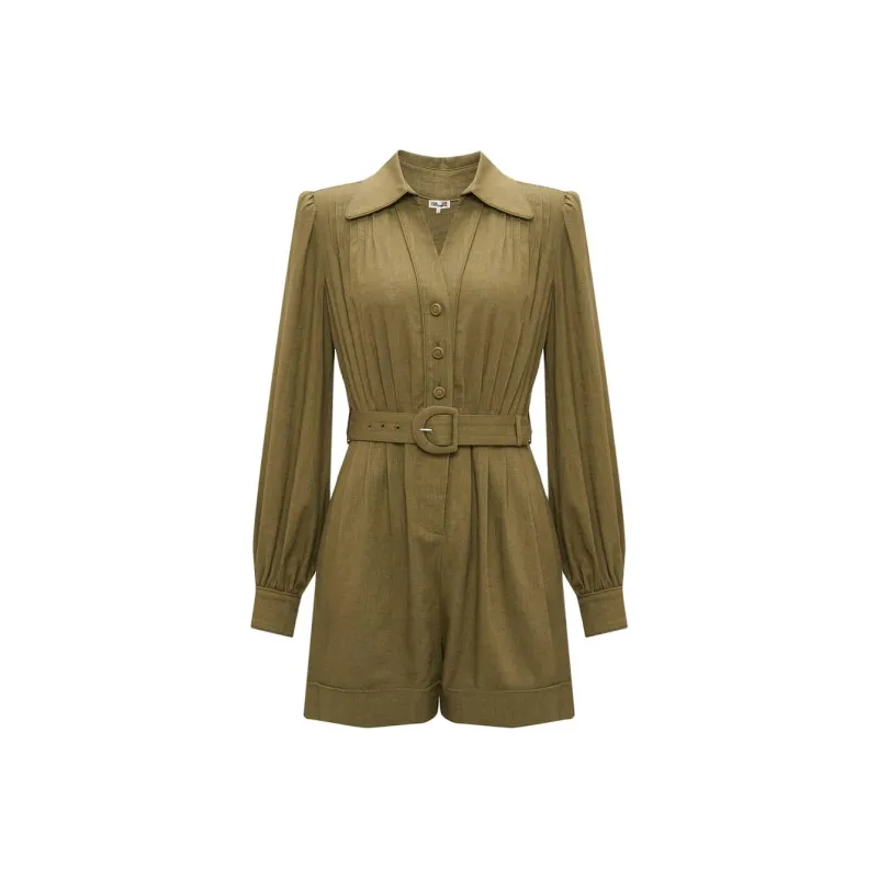 Diane Von Furstenberg FW24 Jumpsuit Women's Olive Green-0