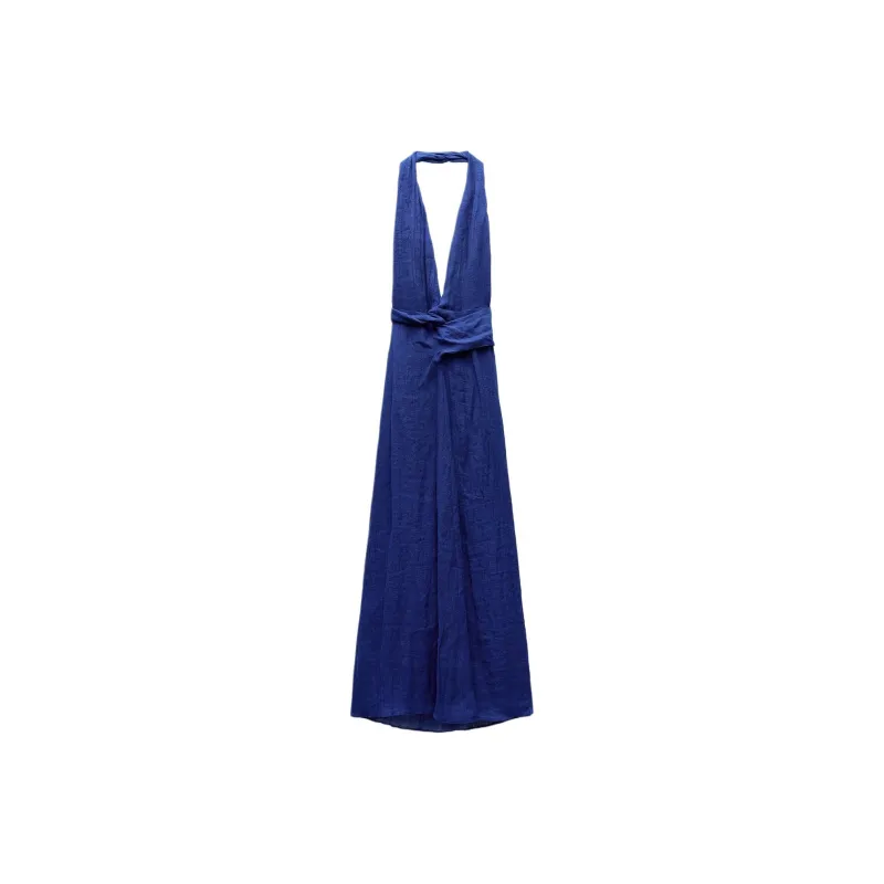 ZARA ZW Series Sleeveless Dress Women's Blue-0