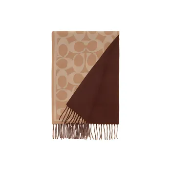 COACH Cashmere Knit Scarves Unisex Light Brown/Brown