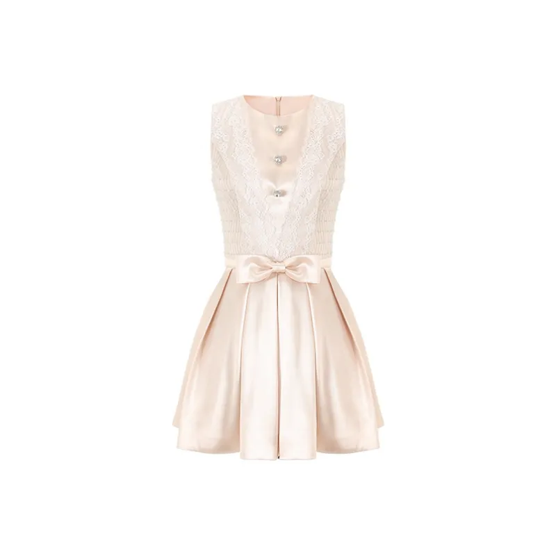 ACAINES Sleeveless Dress Women's Champagne Nude Pink-7