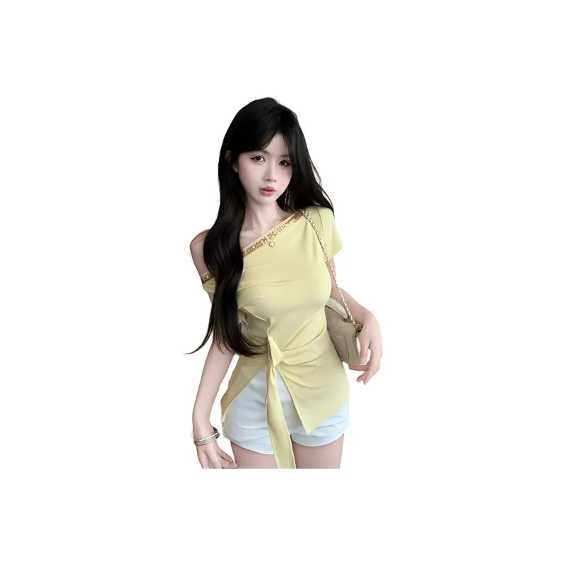 XIANSINIAO T Shirts Women's Yellow-0