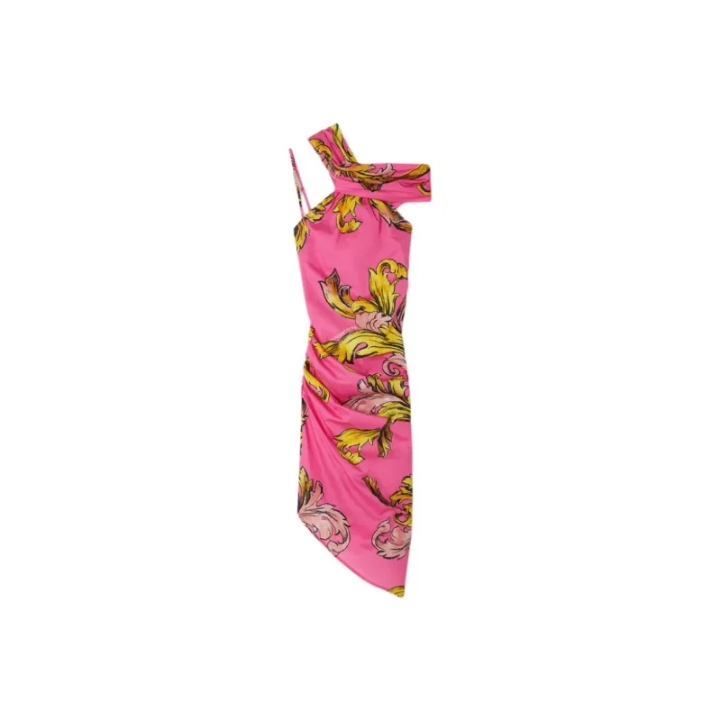 VERSACE Baroque Printed Draped Dress-0
