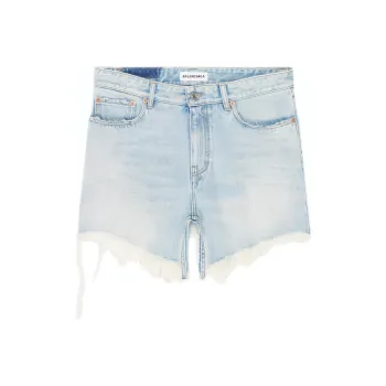Balenciaga Women's Japanese Twill Cut Up Mini Skirt Light Blue