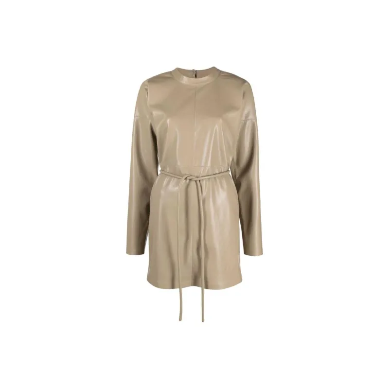 NANUSHKA Faux leather Drawstring waist Minidress-0