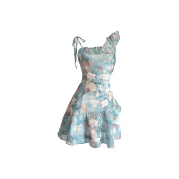 KKX Slip Dress Women's Oil Painting Green