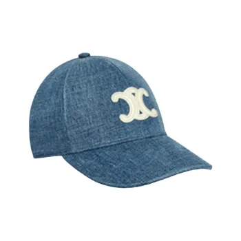 CELINE Triomphe Baseball Cap In Denim Union Wash