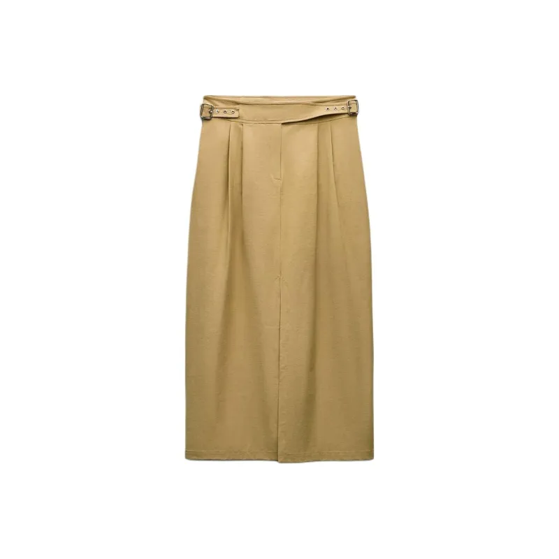 ZARA Casual Long Skirts Women's Tan-0
