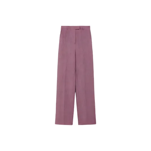 MaxMara Studio Alcano Collection Faded Linen trousers nero Casual Pants Women's Light Purple
