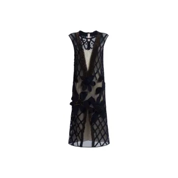 MARNI Floral appliqué Chiffon Dress