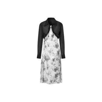 PEACEBIRD x Daria Song Skirt Set Women's Gray Pattern