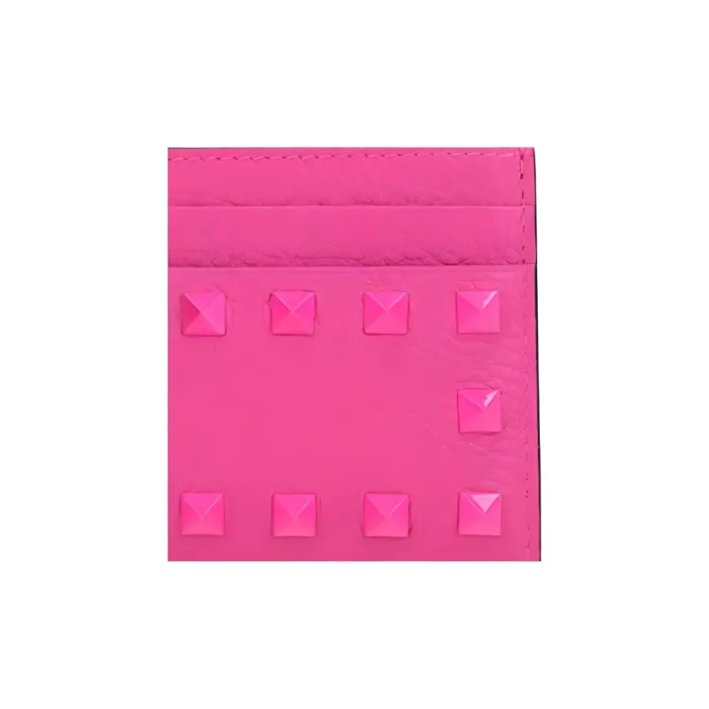 Valentino Valentino Pink Pp Collection Cow Leather Card Holder Women's Rose Red-3
