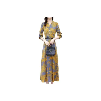 Mapping Long Sleeved Dresses Women's Gold