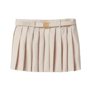 MIU MIU Pleated Wool Miniskirt