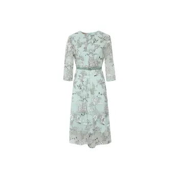 BBLLUUEE Long Sleeved Dress Women's Light Aqua Green