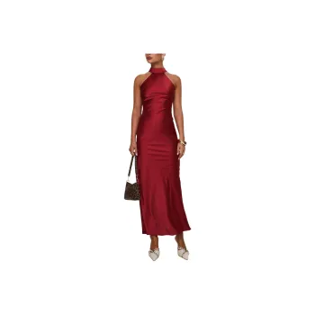 PRINCESS POLLY MORDECAI HALTER MAXI DRESS Sleeveless Dress Women's BURGUNDY Red