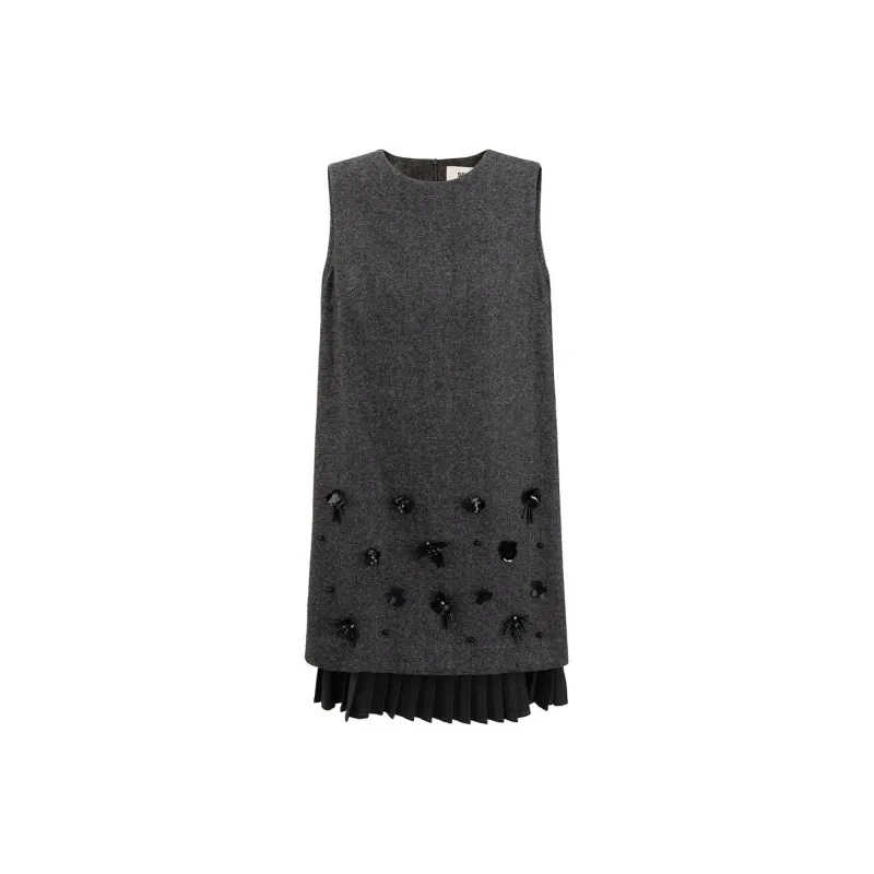 Self Who Sleeveless Dress Women's Premium Gray-0