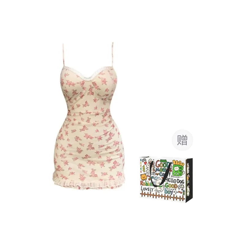 OURUOKE Slip Dress Women's Apricot-0