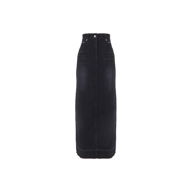 Sacai Pleated Midi Denim Skirt-0