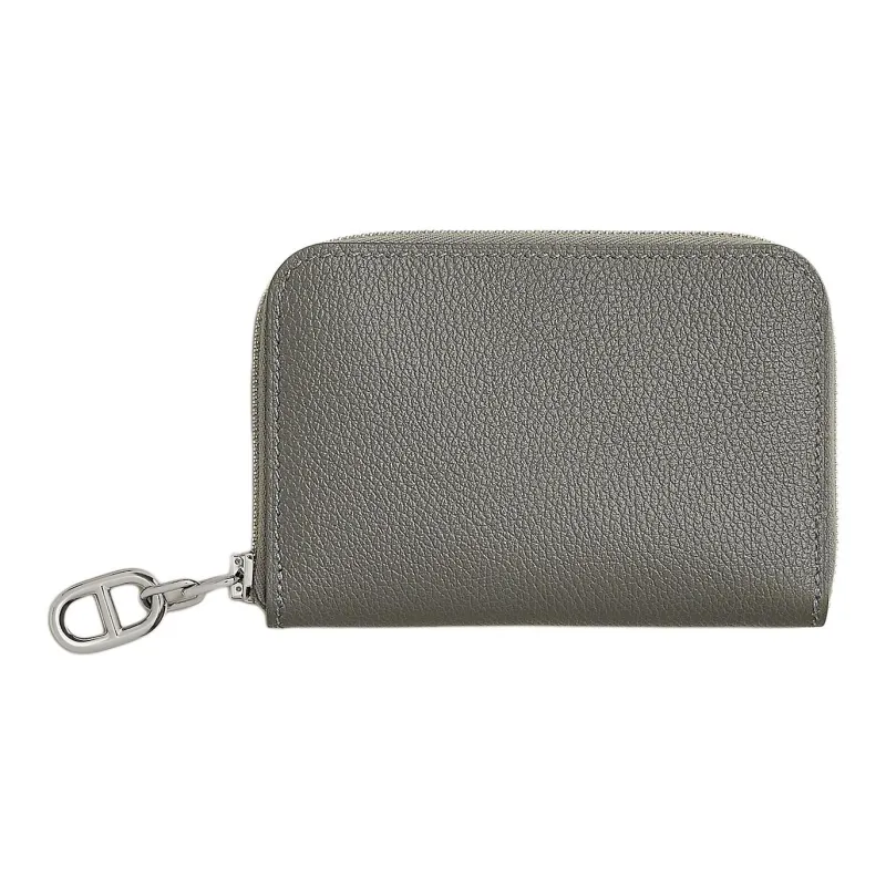 HERMES Zipengo Evercolor Calfskin Card Holder Women's 0L Grismeyer Rain Cloud Gray-0