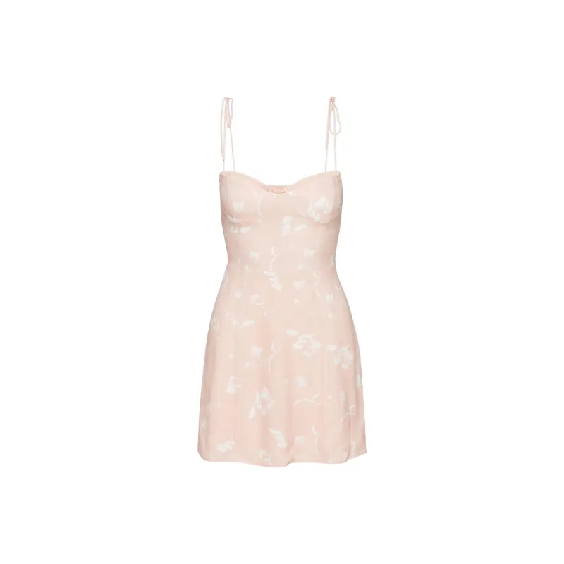 ARITZIA Wilfred Fable Dress Slip Dresses Women's Coral Blush Light Birch Wood Color Print-0